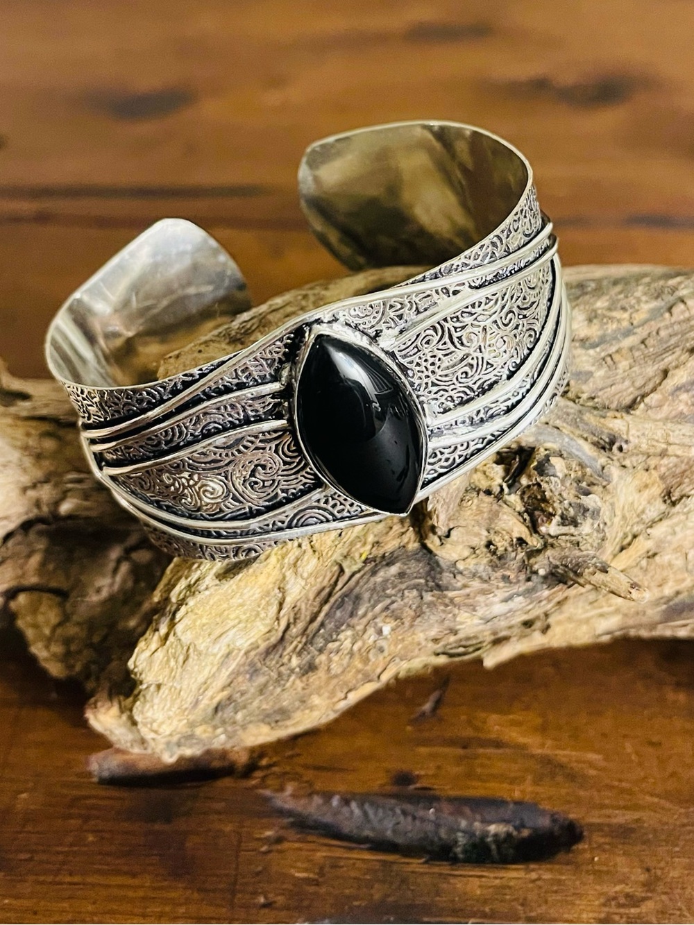 Black Onyx 925 Sterling Silver Cuff Bracelet